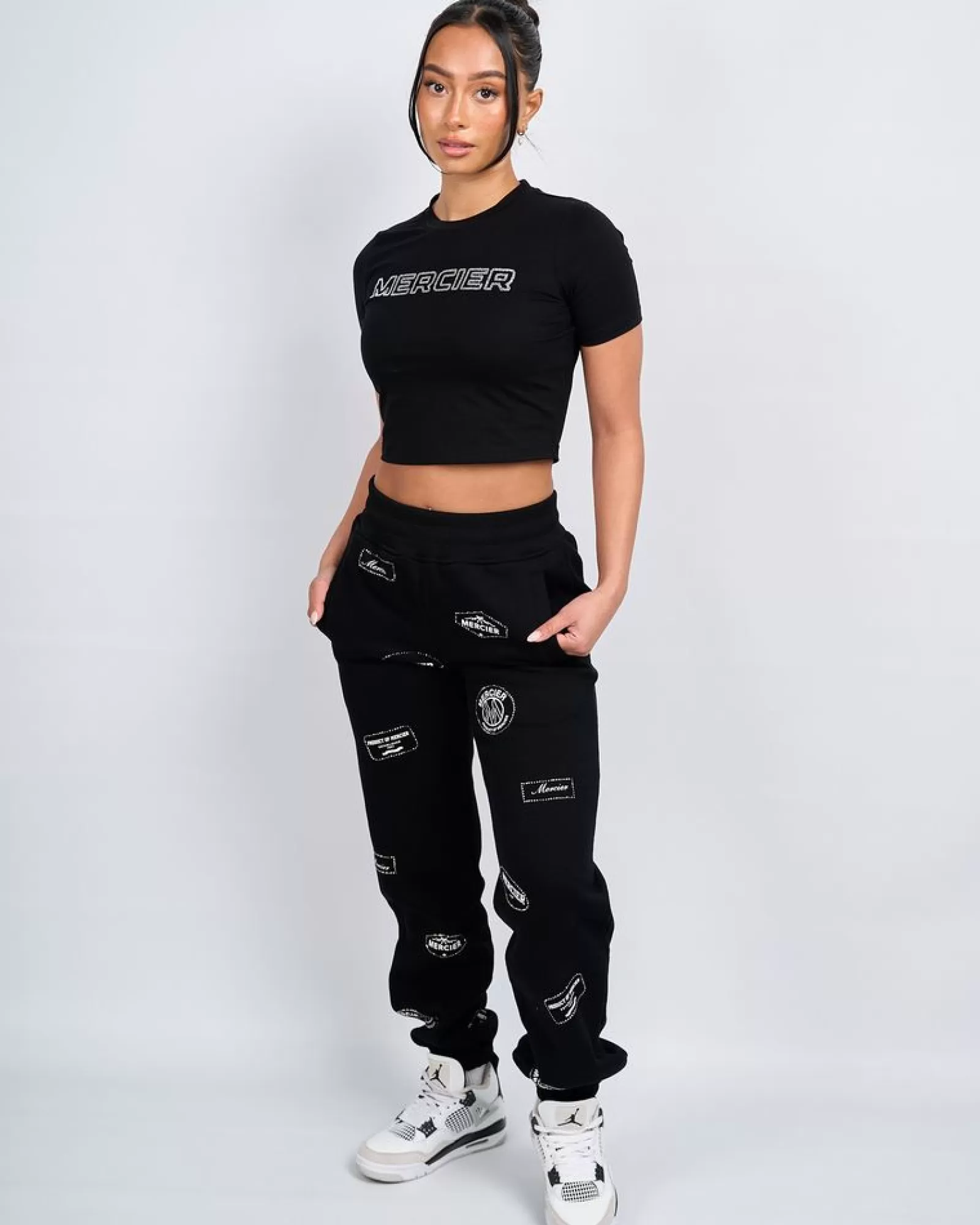 Damen-tops>Mercier Damen Black Score Diamant Baby T-Shirt