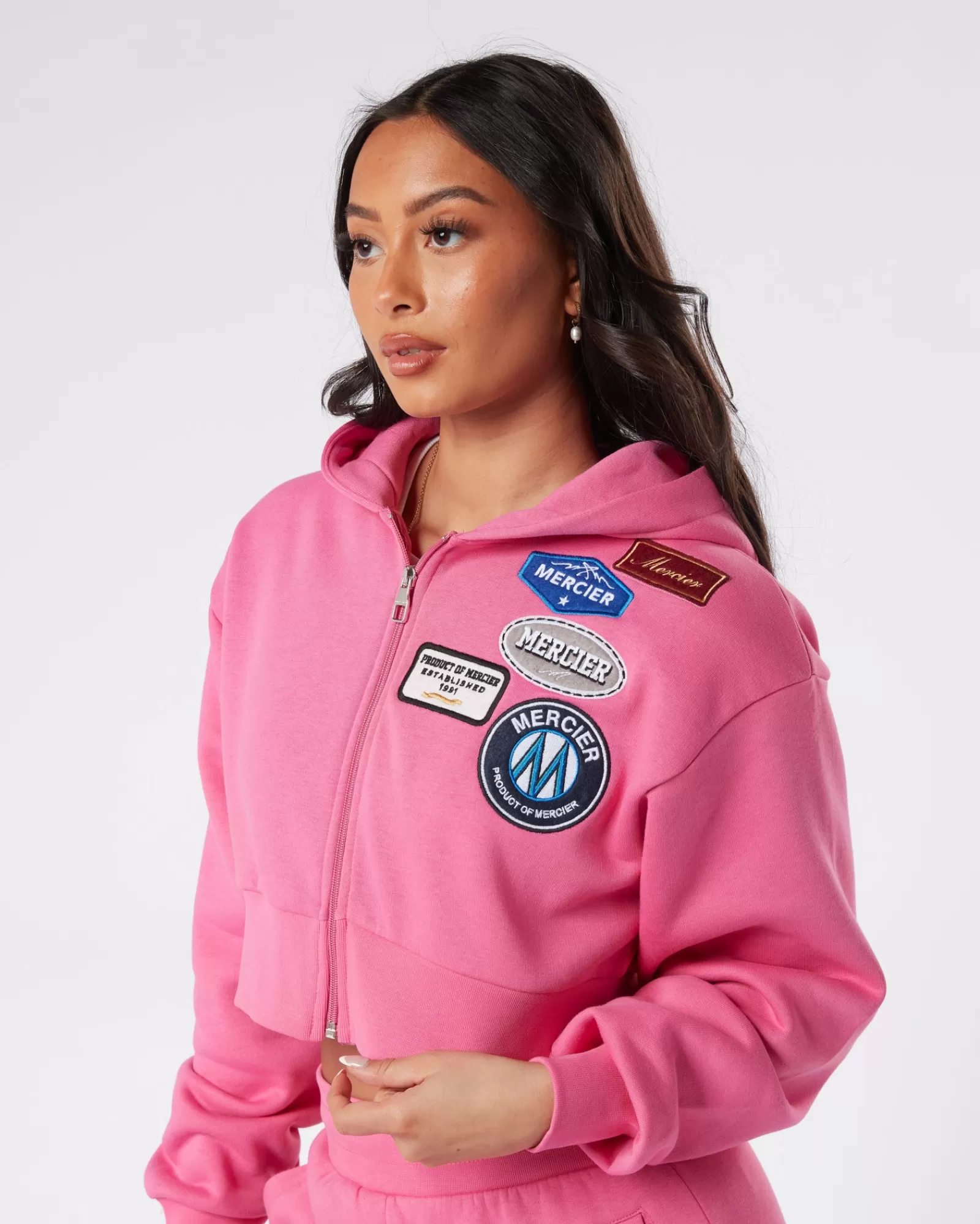 Outlet Damen | Hoodies Für Damen>Mercier Damen Erdbeer Mond OG Abzeichen beschnitten Reiß verschluss