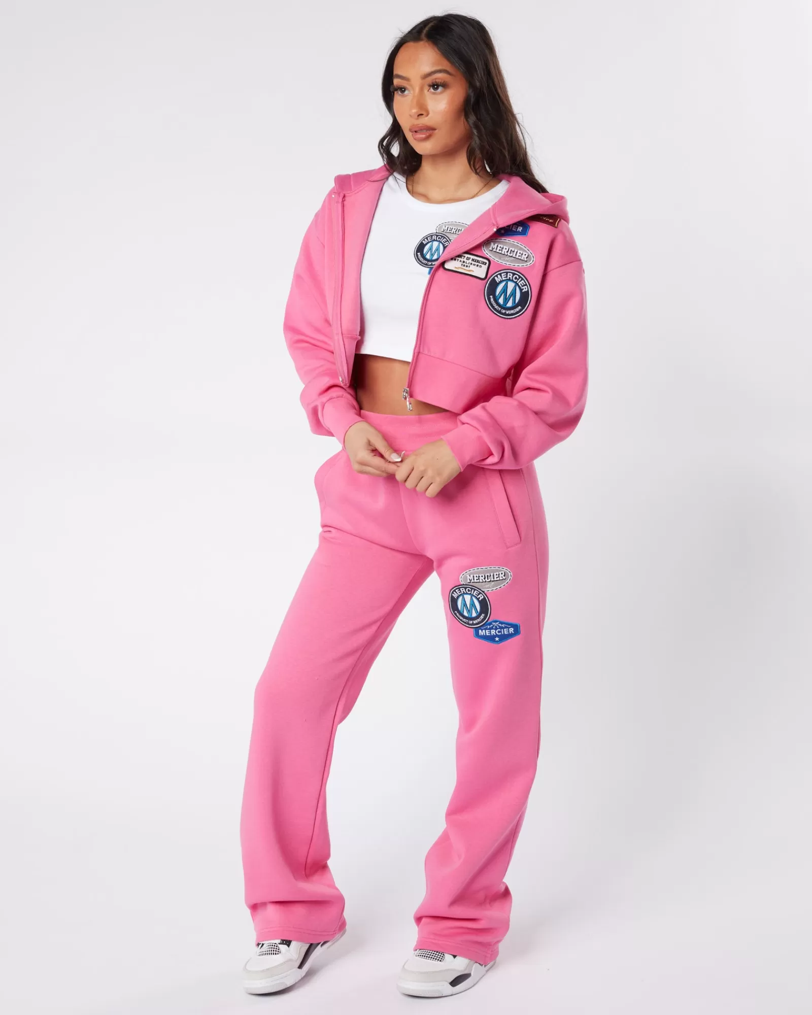 Outlet Damen | Hoodies Für Damen>Mercier Damen Erdbeer Mond OG Abzeichen beschnitten Reiß verschluss