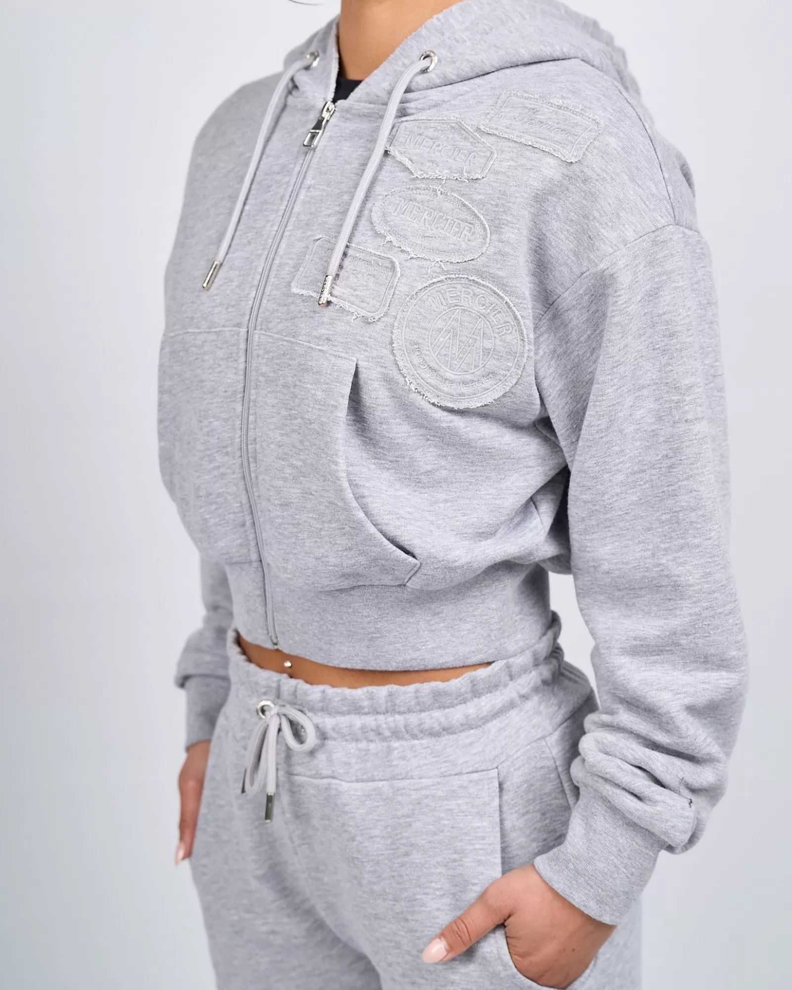 Outlet Damen | Hoodies Für Damen>Mercier Damen grau Marl OG Abzeichen Roh verknickte Hoodie