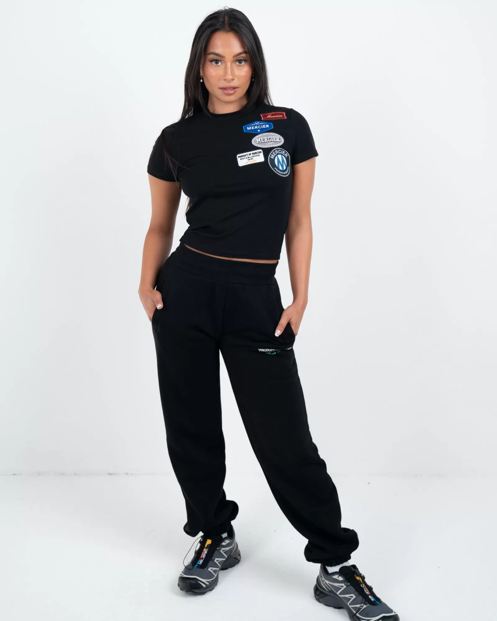Damen-tops>Mercier Damen schwarz ausgestattet OG T-Shirt