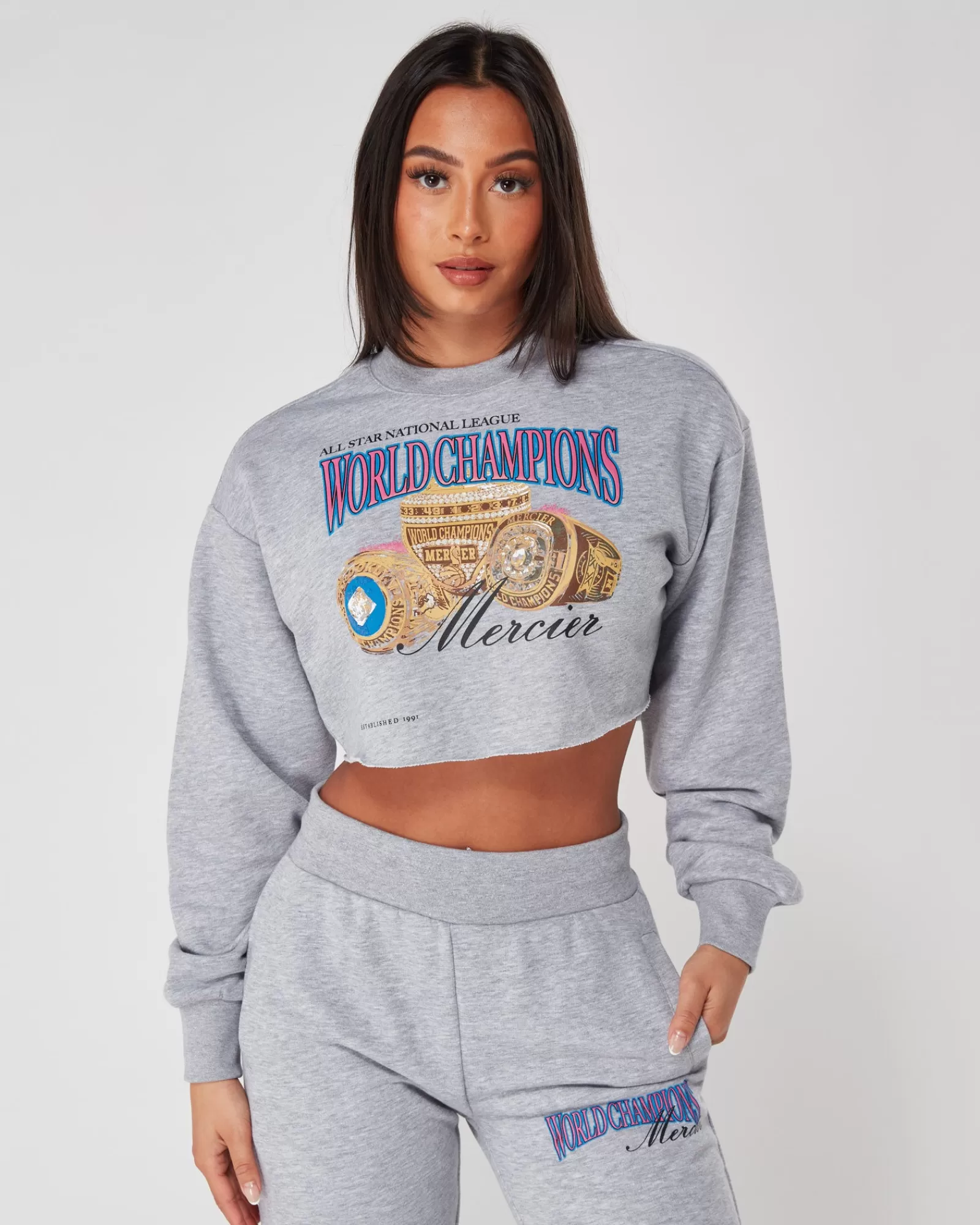 Outlet Damen | Damen-tops>Mercier Frauen grau Marl Champions Crop Crew neck