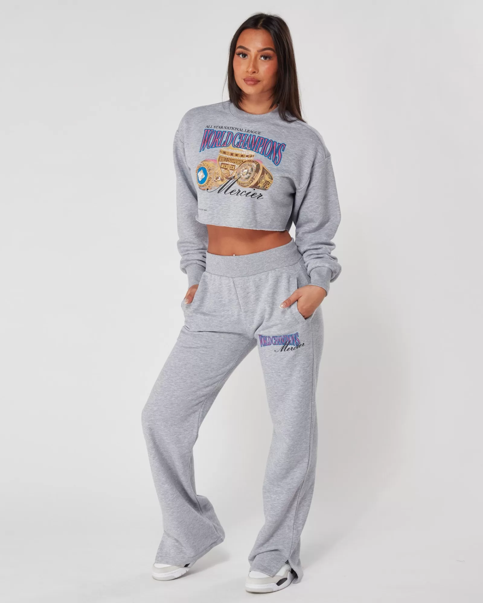 Outlet Damen | Damen-tops>Mercier Frauen grau Marl Champions Crop Crew neck