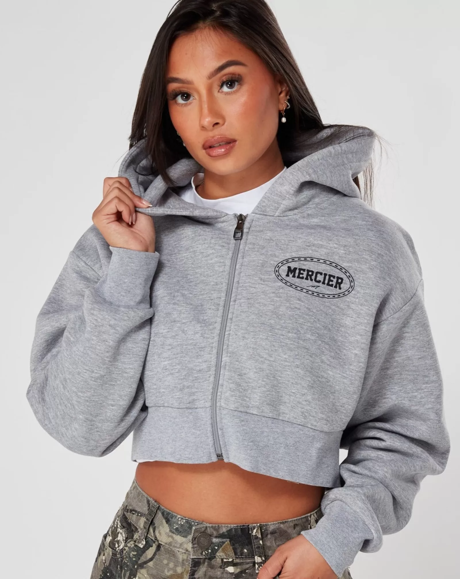 Outlet Damen>Mercier Frauen Grau Marl nach Hause Croped Hoodie