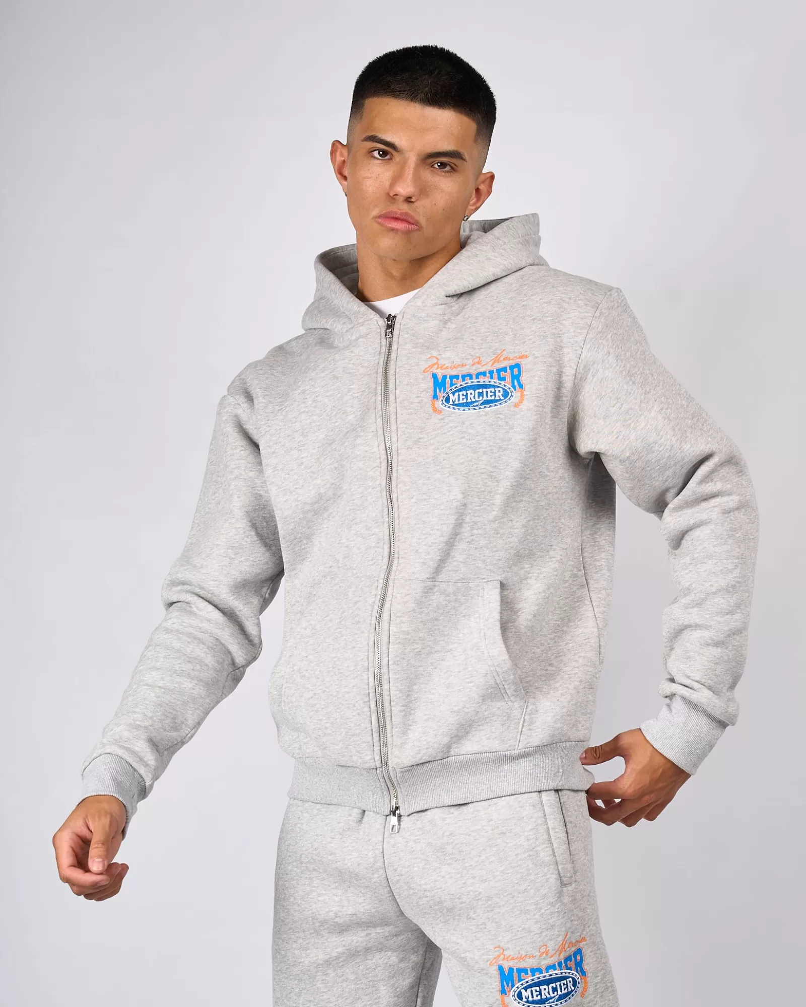 Trainingsoberteile / Hoodies | Trainingsanzüge>Mercier Grey Marl Maison De Zip Hood