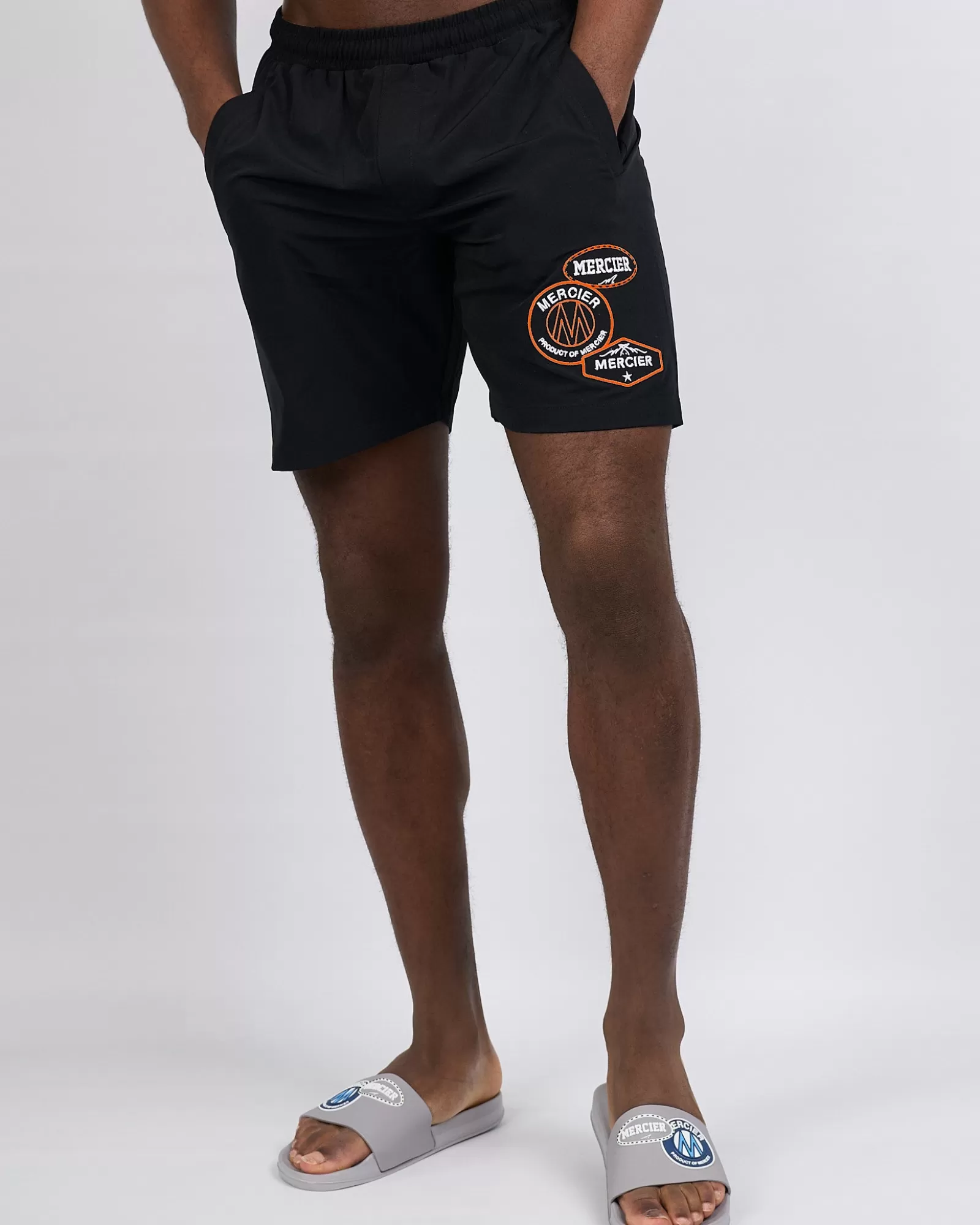 Sommersets | Kurze Hose>Mercier Schwarz Orange Badge Schwimm shorts