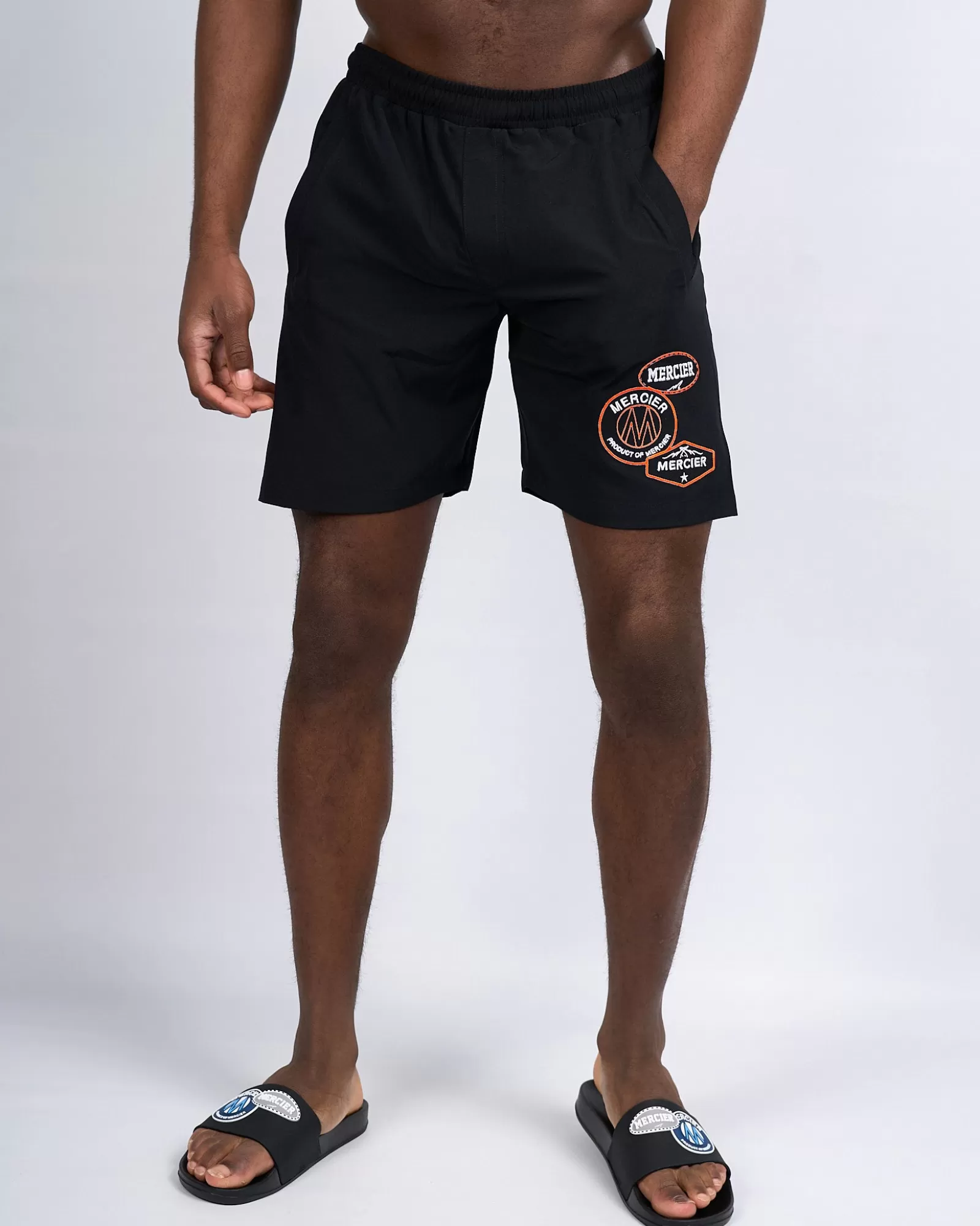 Sommersets | Kurze Hose>Mercier Schwarz Orange Badge Schwimm shorts