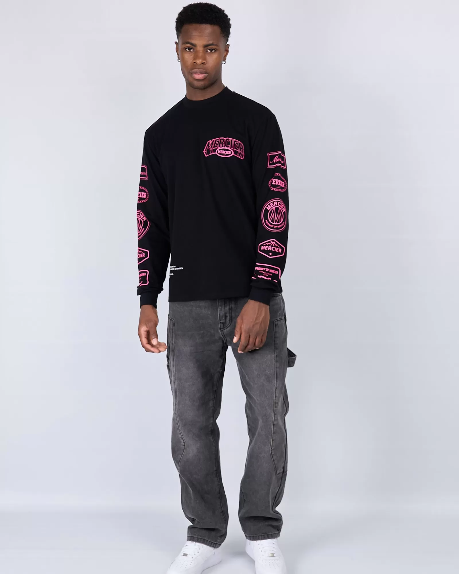 T-shirts>Mercier Schwarz Pink Compton Langarm T-Shirt