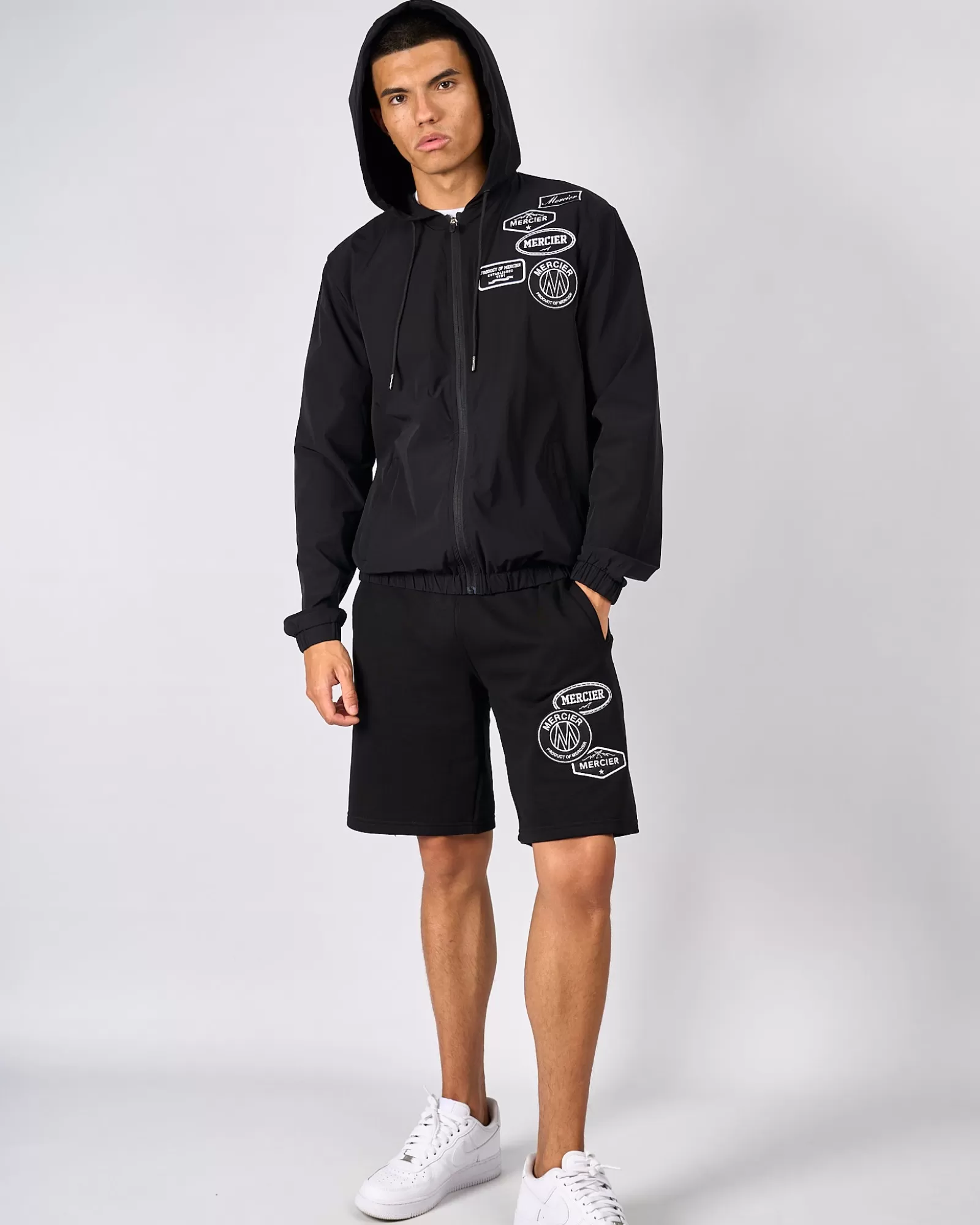 Sommersets | Kurze Hose>Mercier Schwarz Weiß Mono Abzeichen Shorts
