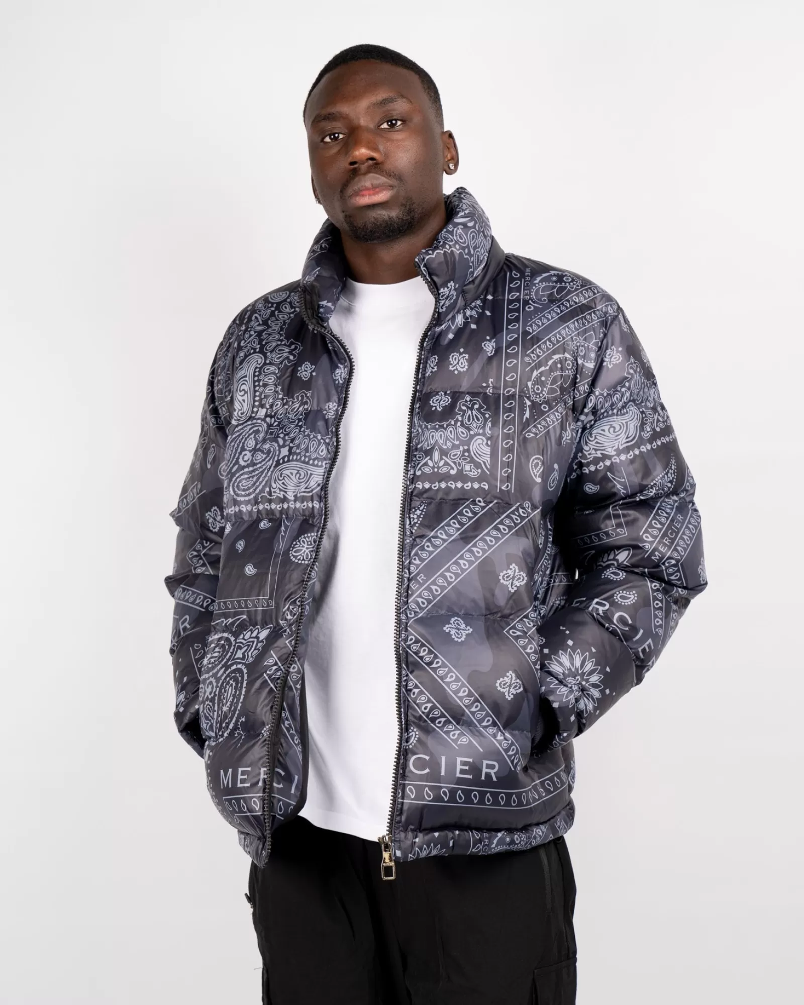 Jacken>Mercier Schwarze graue Paisley Jacke