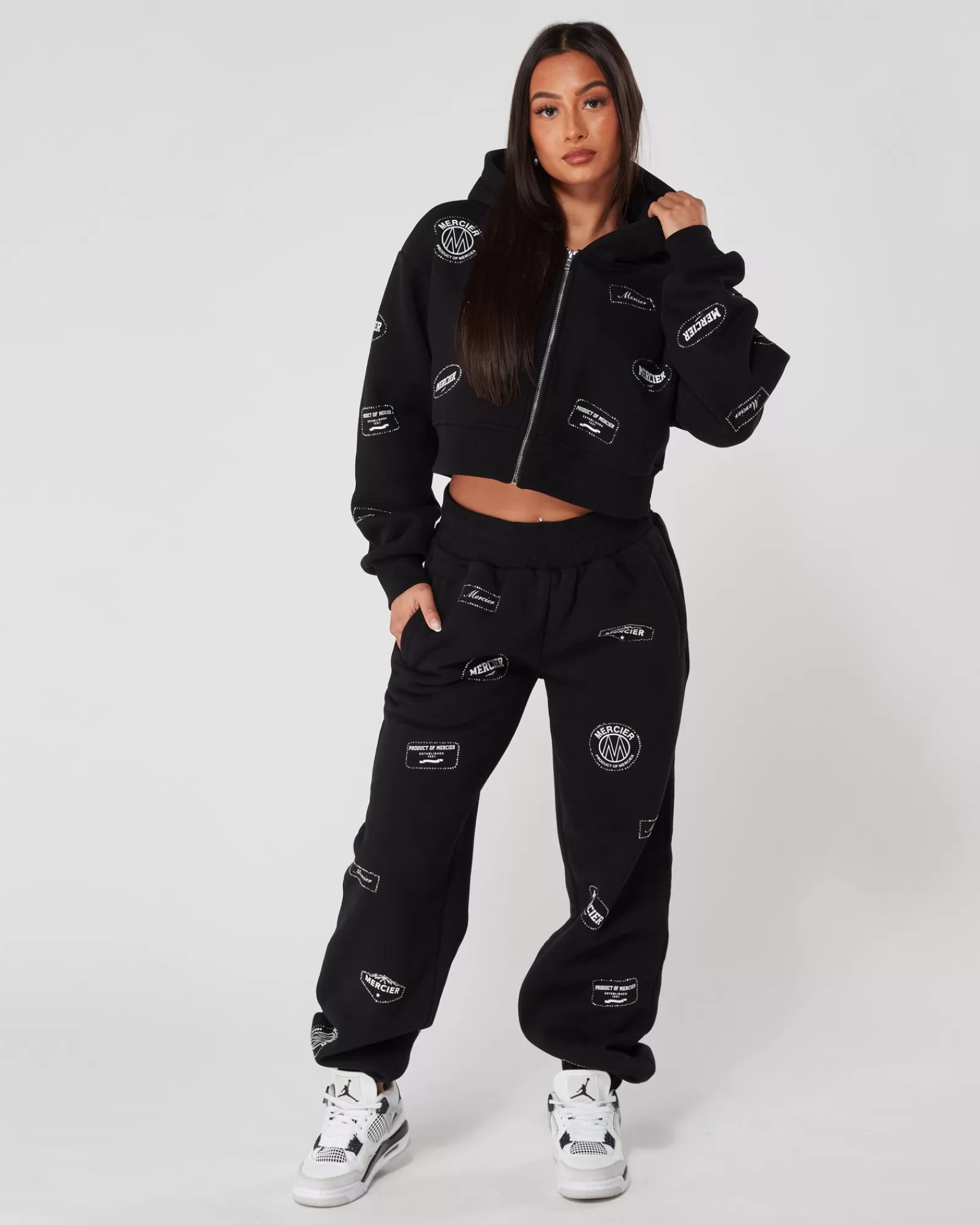 Frauen Jogger/leggings | Trainingsanzüge Für Damen>Mercier Schwarze Jogginghose mit Strass-Abzeichen für Damen