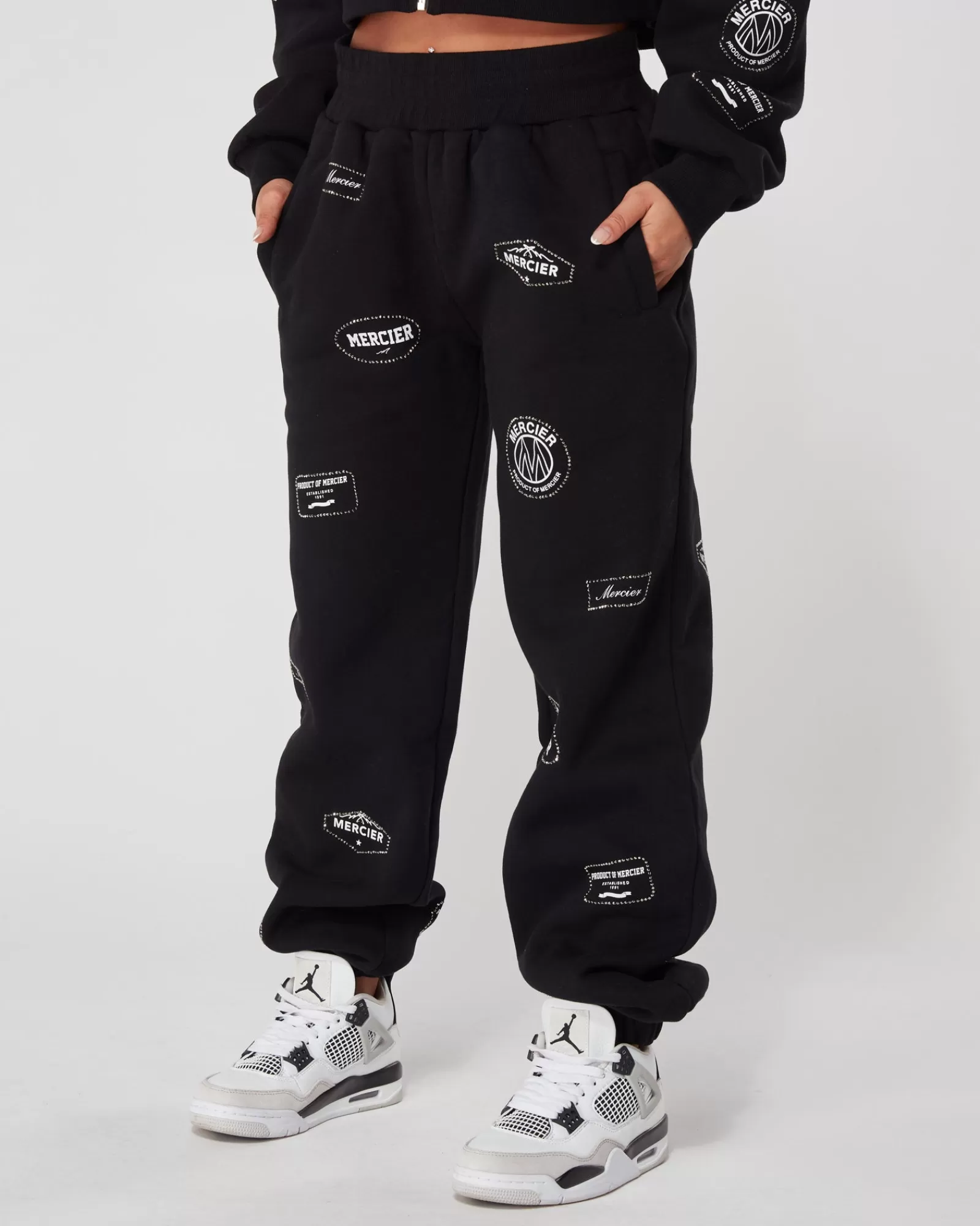 Frauen Jogger/leggings | Trainingsanzüge Für Damen>Mercier Schwarze Jogginghose mit Strass-Abzeichen für Damen