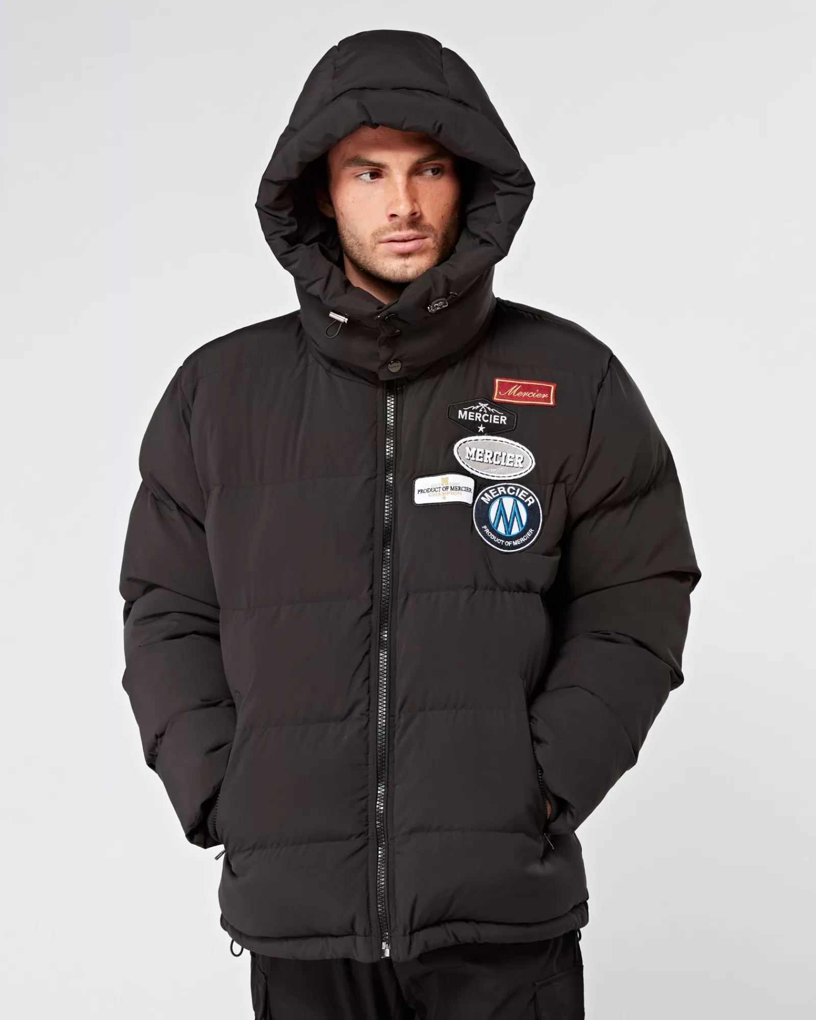 Jacken>Mercier Schwarze und Abzeichen Puffer Jacke.