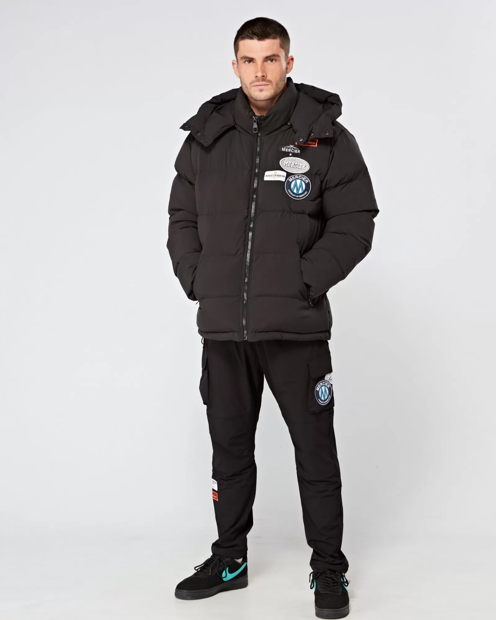 Jacken>Mercier Schwarze und Abzeichen Puffer Jacke.