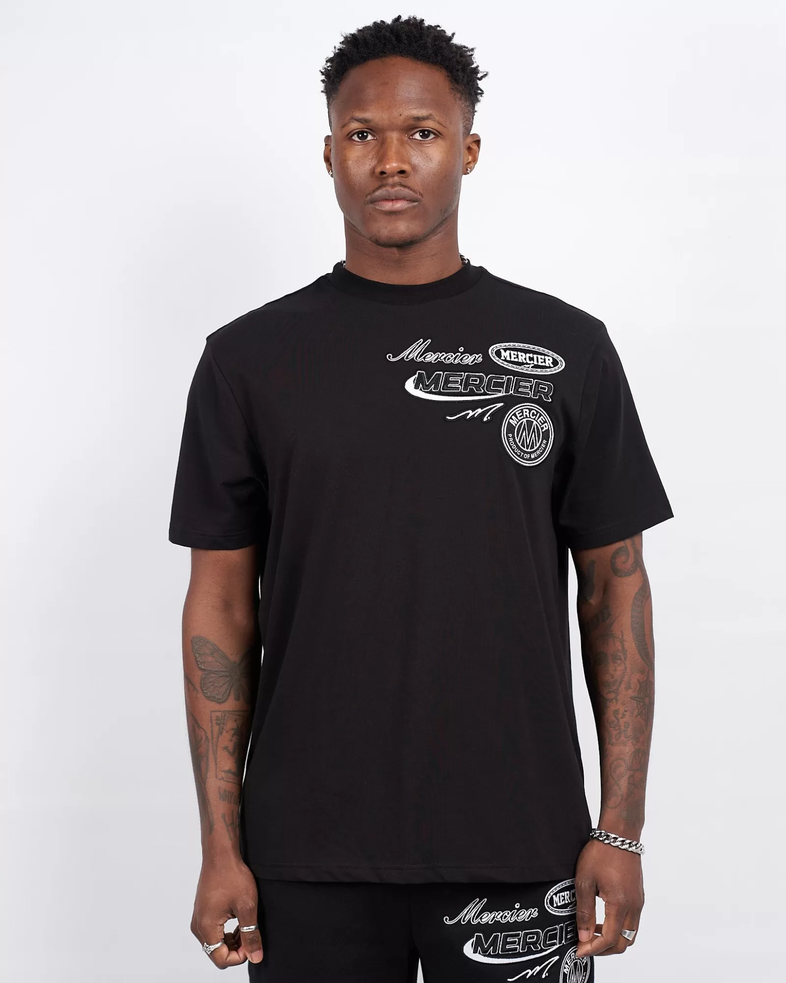 T-shirts>Mercier Schwarzes Rennfahrer-Abzeichen-Tshirt