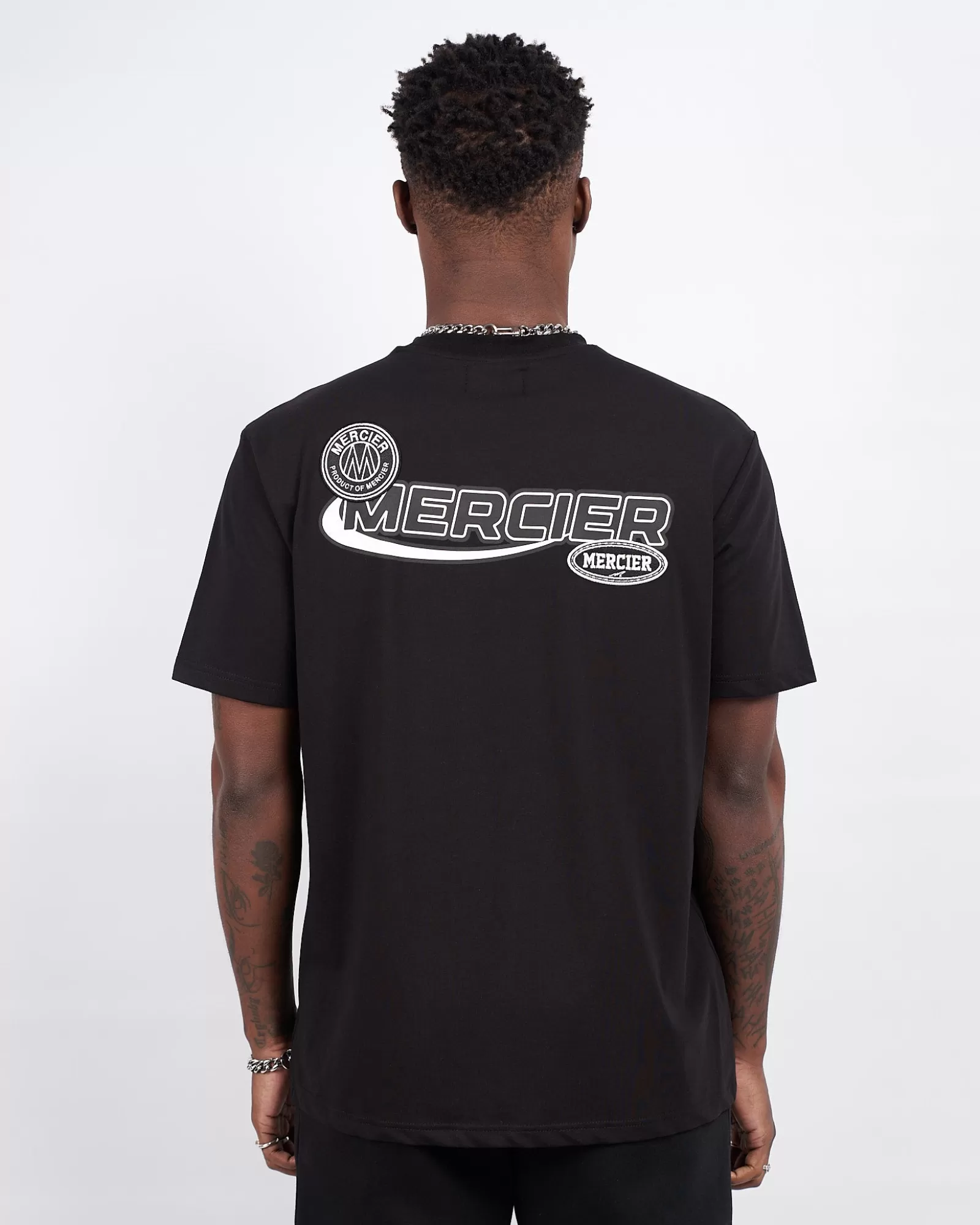 T-shirts>Mercier Schwarzes Rennfahrer-Abzeichen-Tshirt