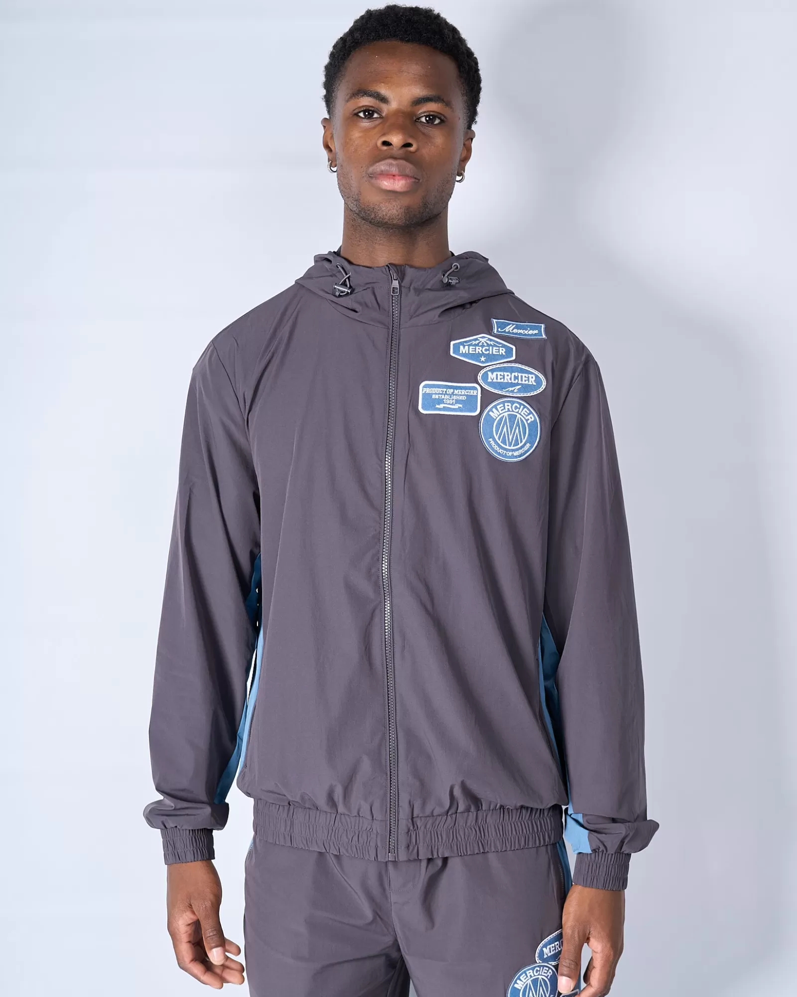 Windjacken & Cargohosen>Mercier Slate Flint Contrast Badge Windbreaker