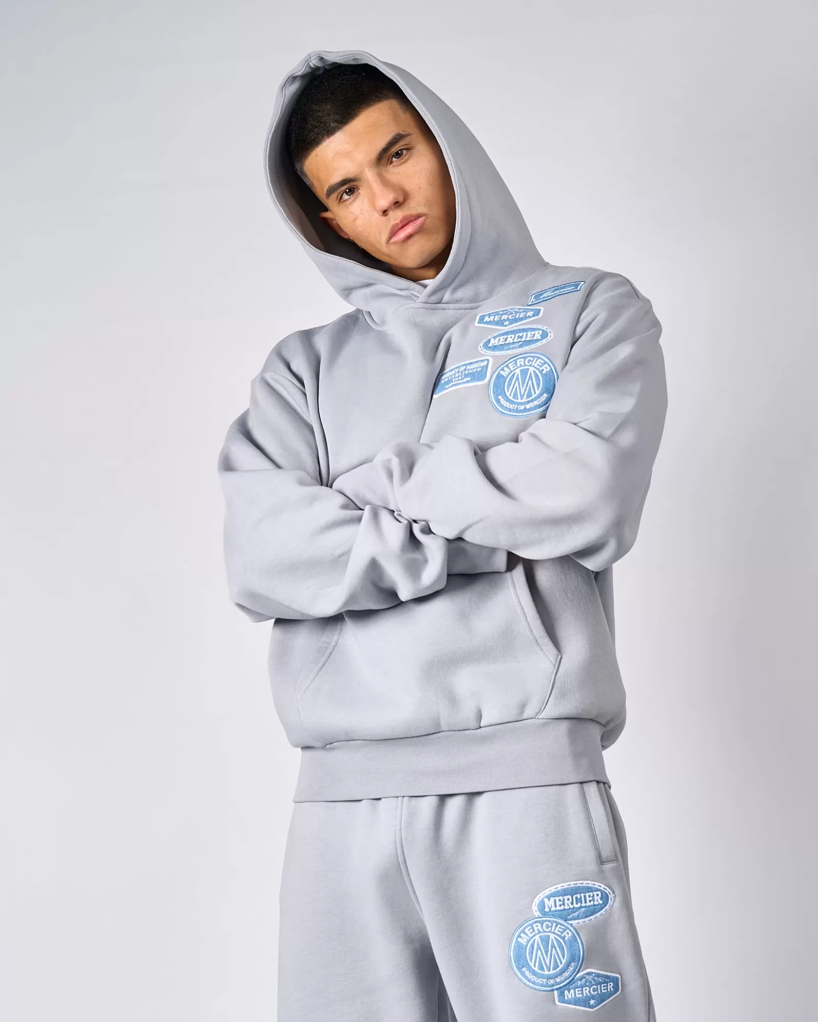 Trainingsoberteile / Hoodies | Trainingsanzüge>Mercier Smoke Grey Denim OG Badge Hoodie