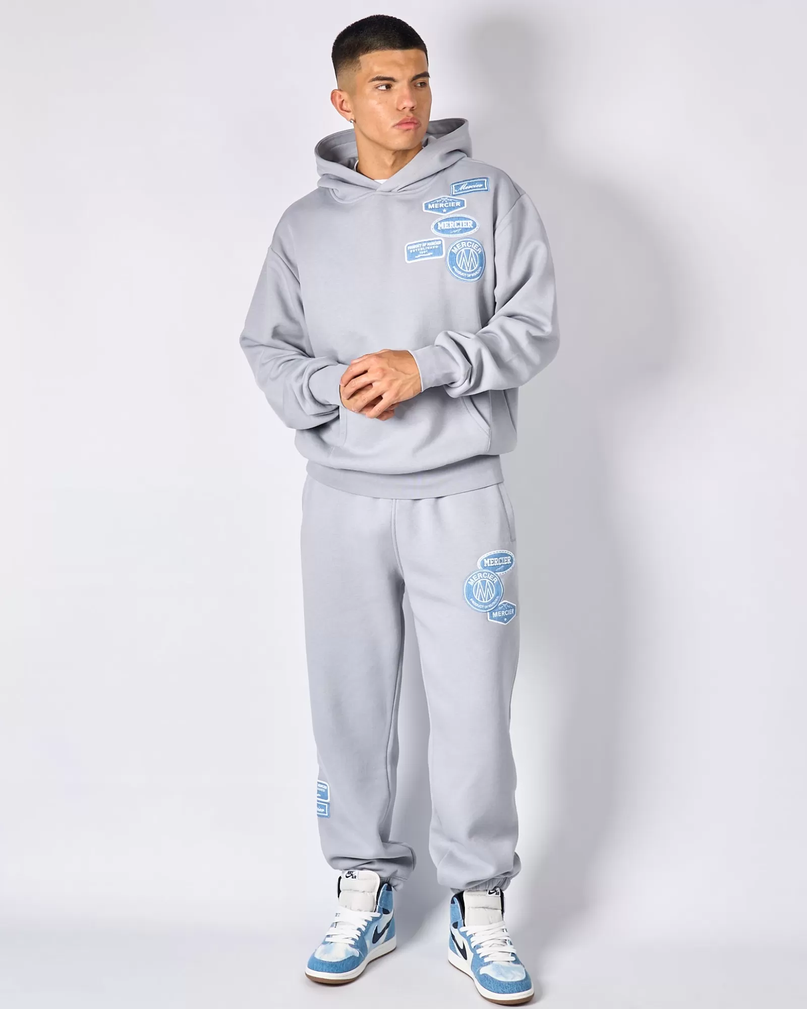 Trainingsoberteile / Hoodies | Trainingsanzüge>Mercier Smoke Grey Denim OG Badge Hoodie