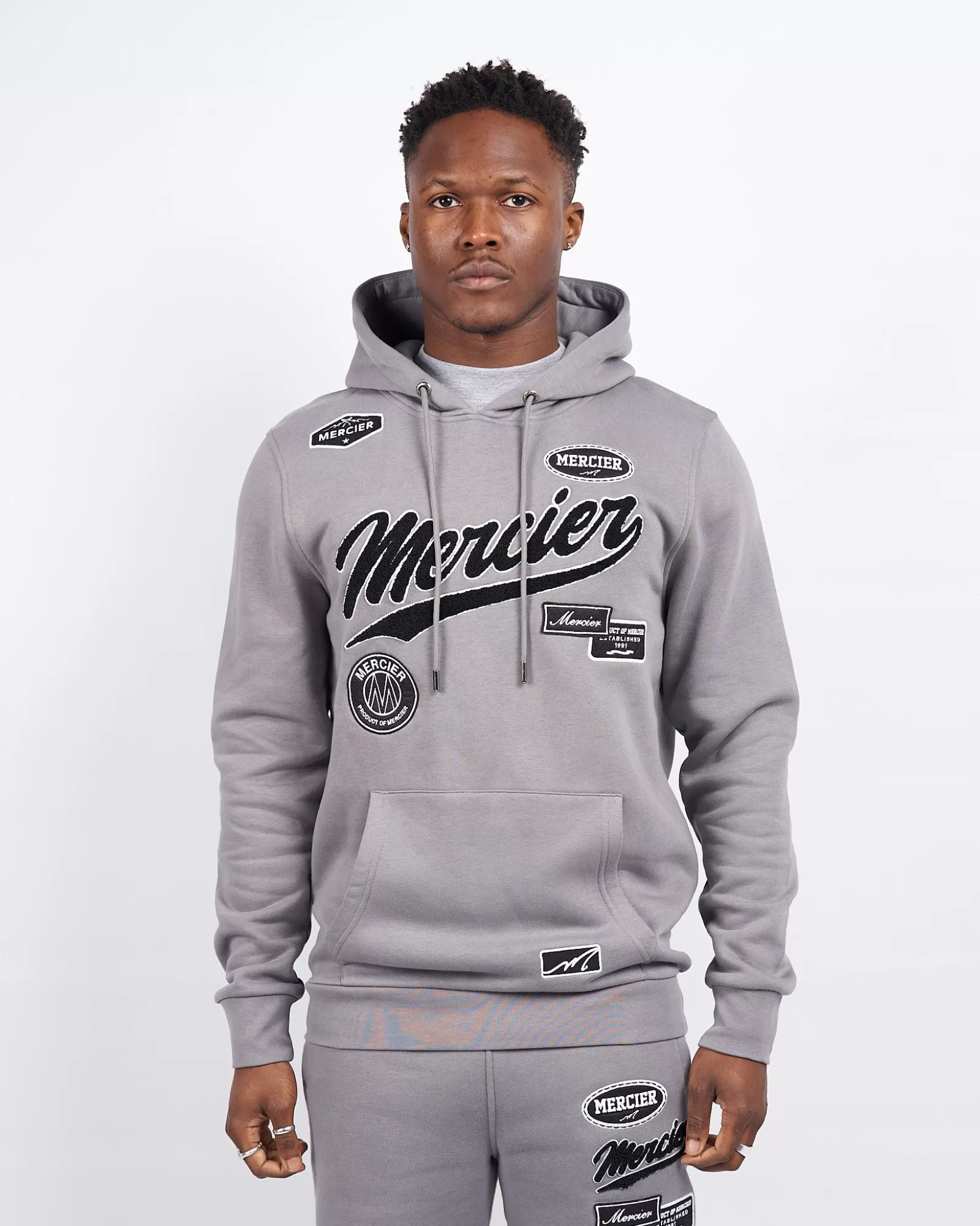 Trainingsoberteile / Hoodies | Trainingsanzüge>Mercier Steel Grey Teams Abzeichen Hoodie