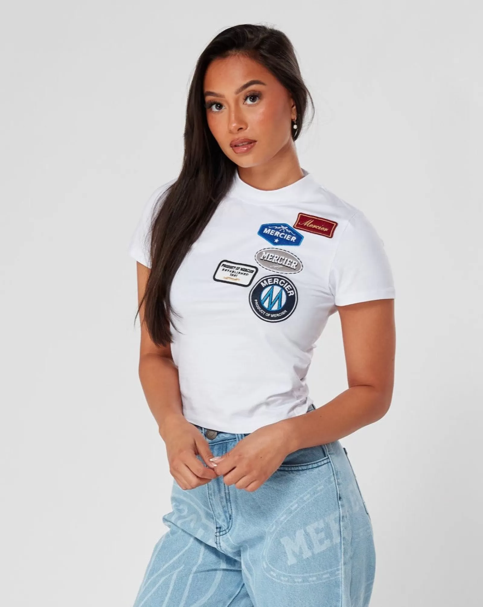 Damen-tops>Mercier Weißes OG-Abzeichen für Damen-T-Shirt