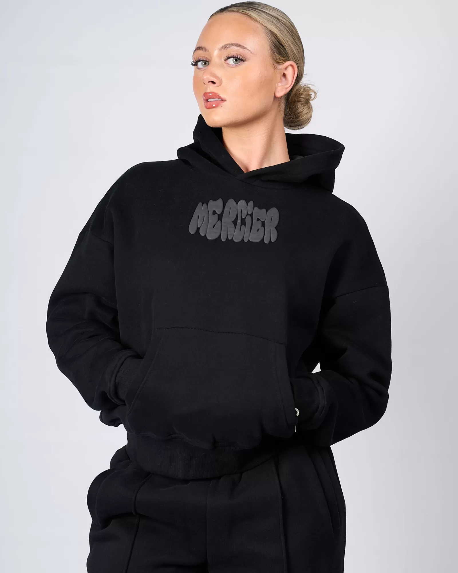 Hoodies Für Damen | Trainingsanzüge Für Damen>Mercier Womens Black Charcoal Bubble Hoodie